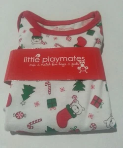 1- LITTLE PLAYMATES LANGARM EINTEILER 0-3 MONATE WEISS MIT WEIHNACHTEN 🎄 BÄUMEN - Bild 1 von 1