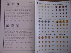 1/72 Microscale US TACTICAL FIGHTER SQUADRON BADGES P-51 through F-105 Decal OOP - Picture 1 of 1