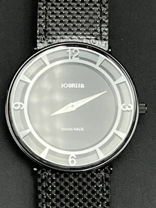Jowissa Black Quartz Slim Women's Silver Swiss Made Black Carbon Band Watch - Picture 1 of 7