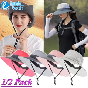 1/2Pcs Women Ponytail Sun Hat Summer Portable Wide Brim Travel Cap UV Protection - Picture 1 of 29