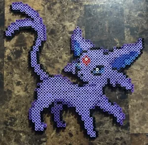 Espeon Pokémon Pixel Art Perler Beads Wall Decor 9.5”x10” - Picture 1 of 5