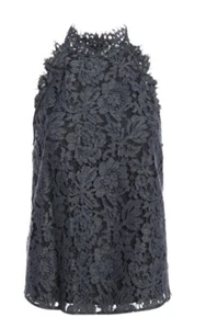 Top sin mangas Diane Von Furstenberg DVF Jemmie para mujer gris floral de encaje mediano - Imagen 1 de 10