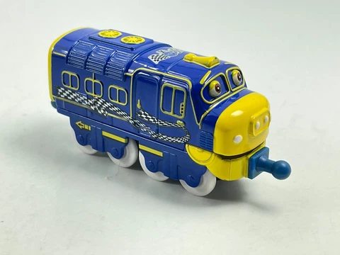 2010 Thomas & Friends Train Chuggington Blue Brewster Diecast Checker Flag Cover