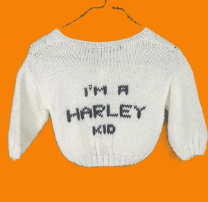 Handmade Knitted Kids Round Neck Long Sleeve White Button Up Winter Sweater Top - Picture 1 of 8