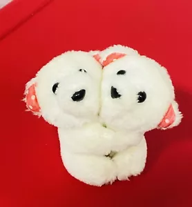 Ebee Plush Hugging Valentine Bears Stuffed Animals White Red Love 4” Vintage - Picture 1 of 5