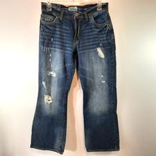 Aeropostale Mens Jeans Size 34x32 Benton Original Bootcut Distressed Dark 35x30
