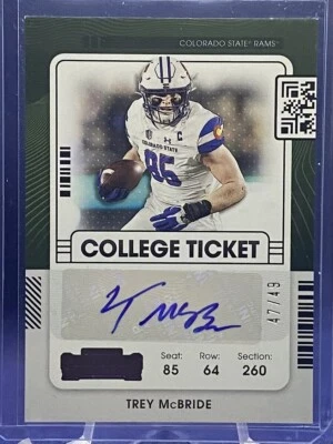 2022 Contenders Draft Trey McBride College Ticket RC Auto Purple /49 Cardinals - Image 1 of 2