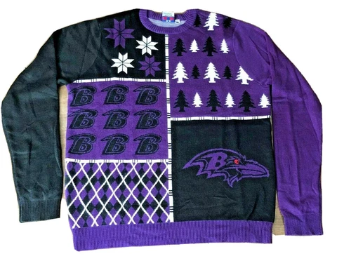 Baltimore Ravens XL Men's Sweater Purple Black  NFL Team Apparel Football Sports Cover