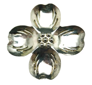 Broche colgante vintage de plata de ley 925 con flor de madera de perro - Imagen 1 de 8