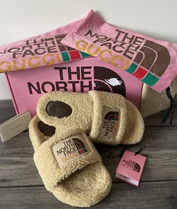 GUCCI x THE NORTH FACE SHEARLING SLIDERS UK 7 EU 40 MADE IN ITALY RETAIL £610 - Picture 1 of 17