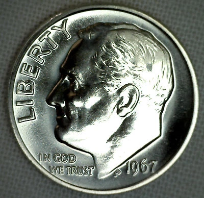 1967 Roosevelt Dime Ten-Cent Coin SMS from United States Special Mint Set - Image 1 of 2