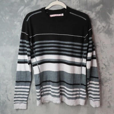 Suéter para mujer OBERMEYER grande negro gris blanco a rayas mezcla de lana capa de esquí Foto 1 de 4