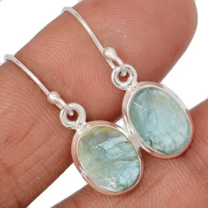 Natural Faceted Aqua Kyanite - India 925 Silver Earrings Jewelry CE47591 - Picture 1 of 1