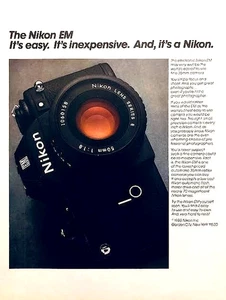 NIKON EM 35MM CAMERA—VINTAGE 1980 MAGAZINE ADVERTISEMENT—ORIGINAL PRINT AD - Picture 1 of 1