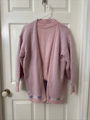 Vtg Stage 7 Pink Cardigan And Blouse Sz Large Made In USA - Image 1 of 4