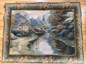 "Tapiz de colección para colgar en la pared casa de campo por un arroyo 35x45"" campo francés shabby chic" - Imagen 1 de 8