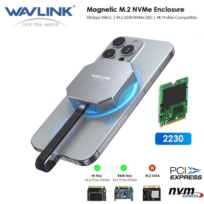 Gabinete magnético M.2 USB-C 10Gbps NVMe 2230 hasta 8TB SSD de 4K@60Hz USB 3.2 Gen2 Foto 1 de 4