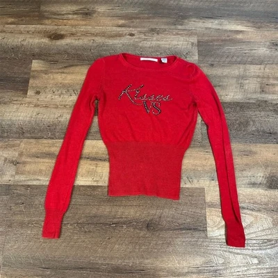 Suéter suéter rojo para mujer Victoria's Secret S/P diseño Kiss VS Foto 1 de 4