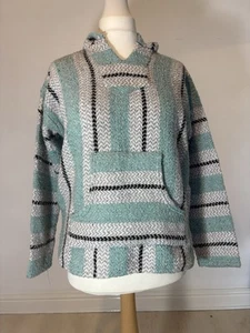 Baha Joe Jumper Surfer Hippy Party Festival Hoodie Multicoloured S Blue Mexican - Picture 1 of 4