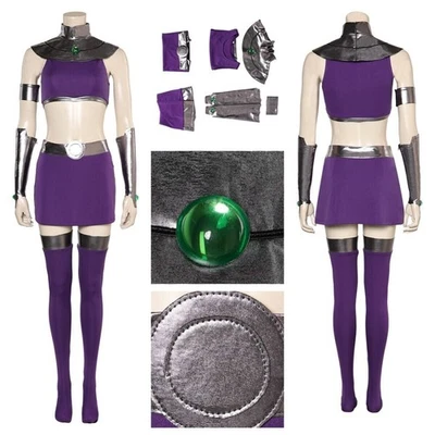 动漫 Starfire Cosplay 服装 万圣节 派对 Starfire 紫色半身裙 全套 — 第 1/4 张图片