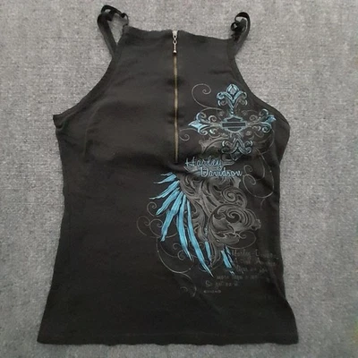 Regata feminina vintage Harley Davidson GG preta com zíper completo Lakeland FL motociclista EUA - Imagem 1 de 4