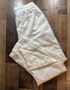 Vintage Y2K Nike Track Pants White Blue Swoosh Swishy Baggy Wide Leg Adult 2XL - Picture 1 of 9