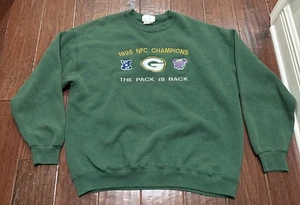 Vintage 96 Green Bay Packers Sweatshirt Mens XL Lee Sport NFC Champions USA Made - Picture 1 of 11