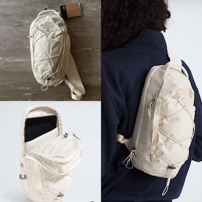 NWT The North Face Borealis Sling Bag Crossbody in White Dune/Gravel Unisex - Image 1 of 4