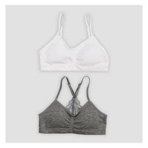 Maidenform Girls' 2pk Seamfree Lace Back Padded Crop Bra - White/Gray ''NEW'' - Picture 1 of 9