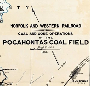 Mapa CAMPO DE CARBÓN POCAHONTAS 1891 VIRGINIA OESTE VIRGINIA Original (30x12) - Imagen 1 de 5