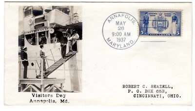 #794 U.S. Naval Academy 5c FDC 1937 - Beazell Photo #18b "Vistors Day Annapolis" - Image 1 of 2