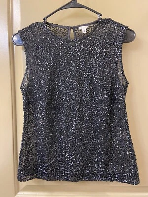 Dosa sequin black see through top sz 1 (item A39) - Image 1 of 4