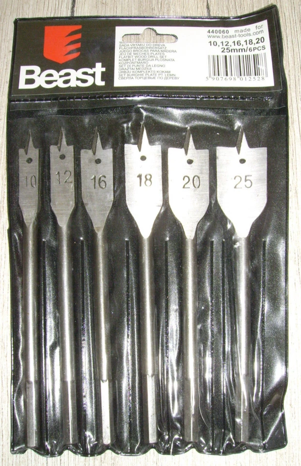 6-tlg. Flachfräsbohrer Set Satz 10-25mm mit Sechskantschaft Holz Schreiner Hobby - Bild 1 von 1