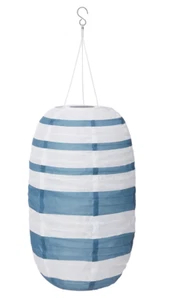 IKEA SOLVINDEN LED Solar-Powered Pendant Lamp Outdoor Oval/Blue Stripe 19" 43 cm - Picture 1 of 4