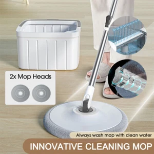 360°Spinning Mop Bucket Easy Wring & Clean Mop and Bucket 2 Free Spin Mop Heads - Picture 1 of 13