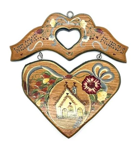 Vintage Wood Sign Welcome Hand Painted Farmhouse Country 1995 Signed Heart - Picture 1 of 7