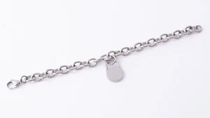 Stainless Steel Cabel Chain Bracelet With Lock Charm, 7.5" - Picture 1 of 2