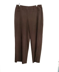 Dress Barn Womens Brown Dress Pants Striped Ankle Button Zip Pockets Size 16W - Picture 1 of 6