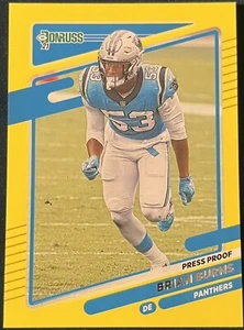 2021 Panini Donruss Football Press Proof Yellow Parallel #224 Brian Burns - Picture 1 of 2
