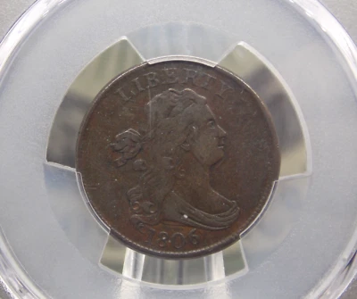 1806 Draped BUST Half Cent *SMALL 6 NO STEM* 1/2c PCGS XF Detail #802 Extra Fine - Image 1 of 4