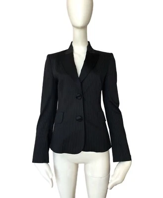 MOSCHINO Cheap and Chic Black Satin Cotton Slim Fit Blazer Jacket Size 4 US - Image 1 of 4