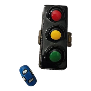 Collectible Traffic Light With Accessories (Car) Porcelain Hinged Box Trinket - Picture 1 of 9