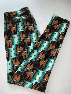 Lularoe OS Leggings Holiday Raindeer Snowflake - Image 1 of 3