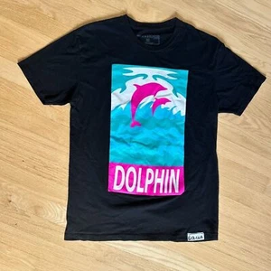 Pink Dolphin Graphic Tee Black T-Shirt Size M Vaporwave Retro Aesthetic Shirt - Picture 1 of 8