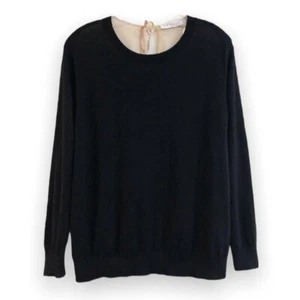 Sandro Paris Silk Cotton Tie Back Long Sleeve Neutral Colorblocked Blouse 2 - Picture 1 of 11