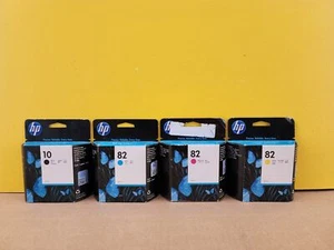 Genuine HP 10 Black C4844A, HP 82 Cyan C4911A, Magenta C4912A, Yellow C4913A Exp - Picture 1 of 10