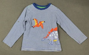 Camisa Gymboree Niños 6 Dino Azul Rayas Naranja Dinosaurio Manga Larga Bordada - Imagen 1 de 6