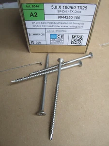 200 Stück Edelstahl Holzschrauben 5x100mm A2  bohrspitze T25 / Aktion Pal13 - Bild 1 von 7