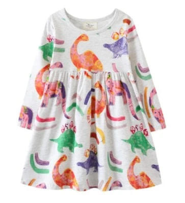 NEW Dinosaur Girls Long Sleeve Dress 2T 3T 4T 5T 6 7 - Image 1 of 2