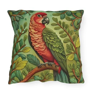 Orange Parrot Green Back - Indoor/Outdoor Pillows - Picture 1 of 14